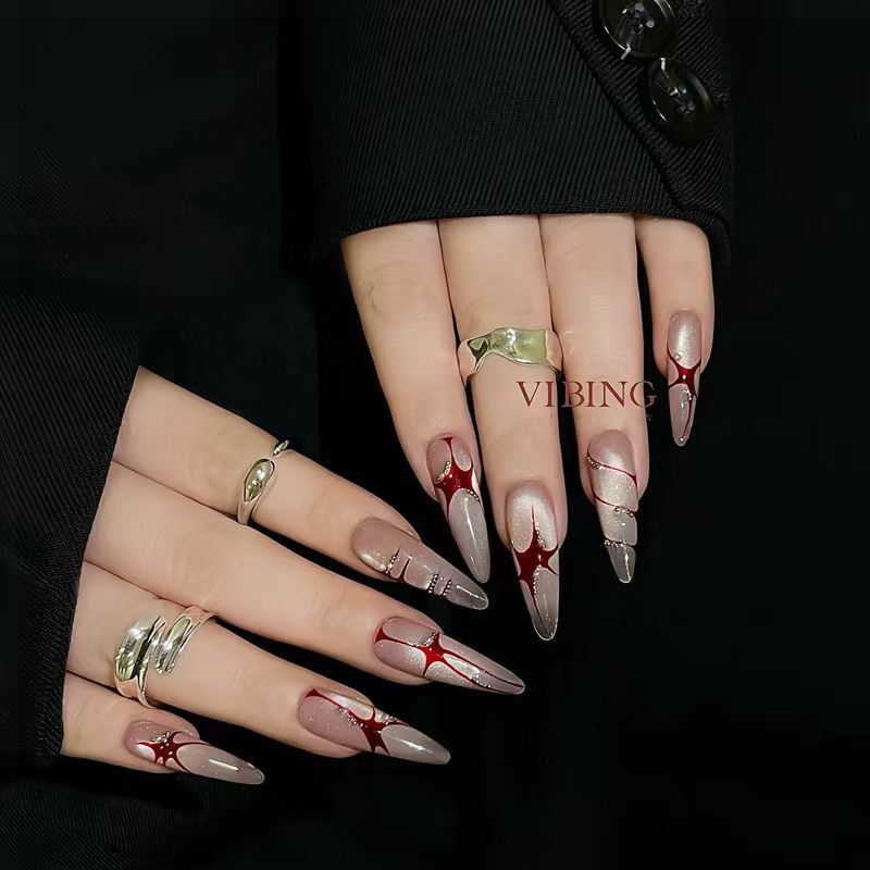 Purely Handmade Wearable Nails, Hand-Painted Flame Flashing, High-End Ins Finished Manicure, Straight Hair Elegant, Y2K Sweet and Cool Sexy Purely Handmade Wearable Nails, Hand-Painted Flame Flashing, High-End Ins Finished Manicure, Straight Hair Elegant, Y2K Sweet and Cool Sexy