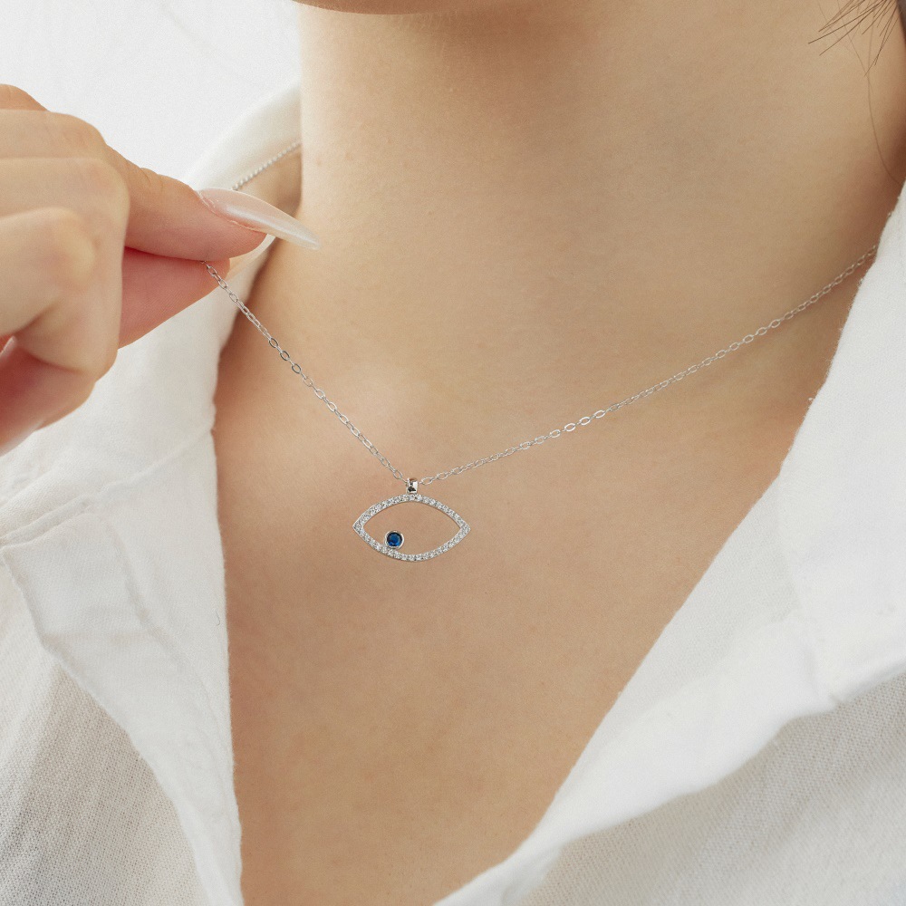 7g Weight 925 Sterling Silver Pendant Material Zircon Inlay Material Pendant Necklace Classification 925 sterling silver Chain Material cable chain Chain Type 1 Piece Quantity Daily Occasion 925 Sterling Silver Material Palm, Eye Pattern Women's Gender Hollow Out, Inlay Design Simple Style, IG Style Style 925 Sterling Silver Zircon Cable Chain Hollow Out Inlay Palm Eye Pendant Necklace 61