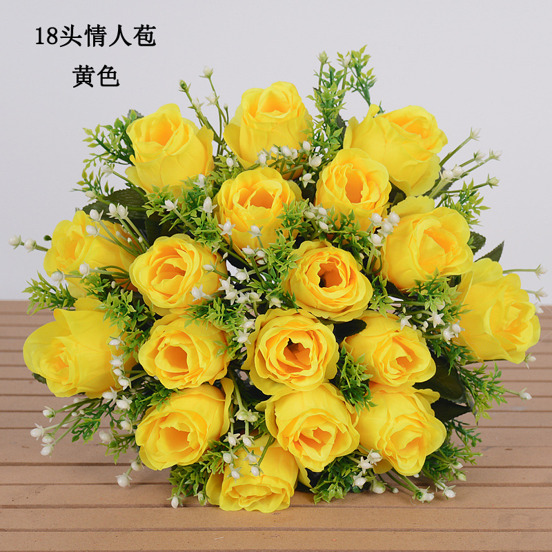 Ramo de flores artificiales de seda, decoración de boda o salón, ramo de rosas elegante