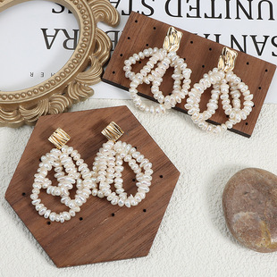 French Style Pearl Earrings Women's Heavy Industry Multi-Layer Natural Freshwater Baroque 925 Silver Needle Earrings Tassel Vintage Earrings