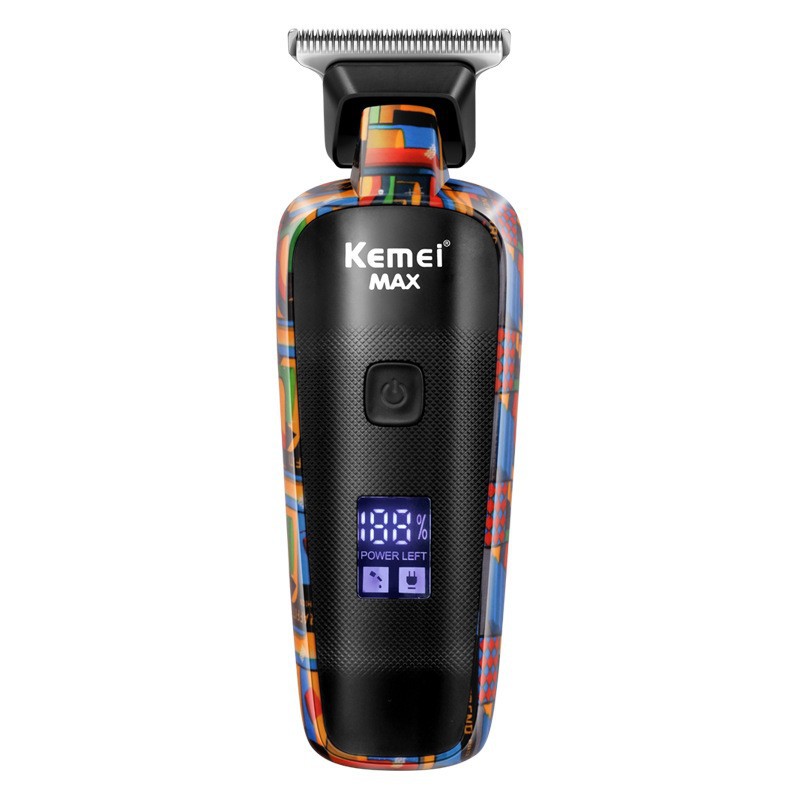 Cortadora de Pelo Kemei con Diseño Graffiti y Pantalla LCD Digital, Recortadora de Pelo Profesional KM-MAX5090