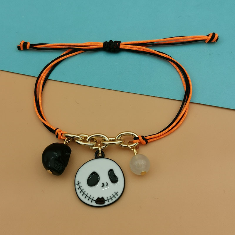 Alloy, rope Material Hip-Hop Retro Funny Pumpkin Ghost Skull Alloy Rope String Bracelets Halloween Wholesale