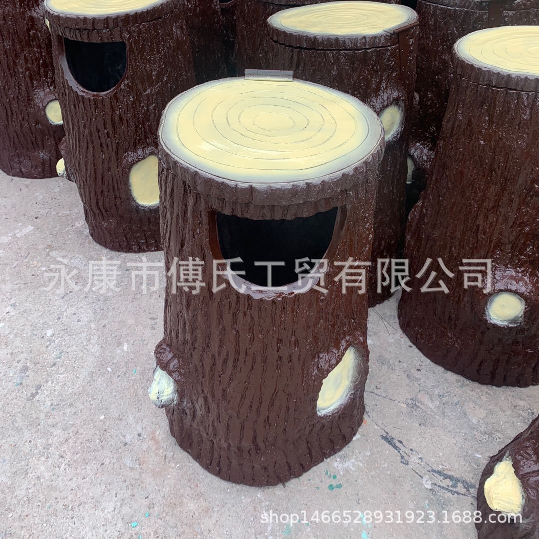 玻璃钢户外垃圾桶果皮箱环卫垃圾桶仿树垃圾桶