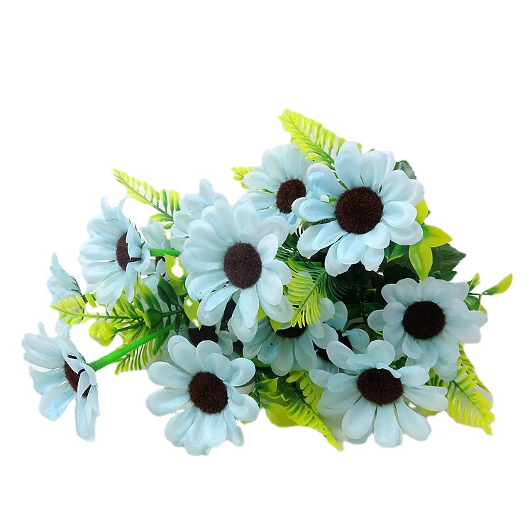 Flor de margarita artificial con 7 cabezas, margarita africana, flor de seda de manzanilla, arreglo floral decorativo de crisantemo, ramo artificial.