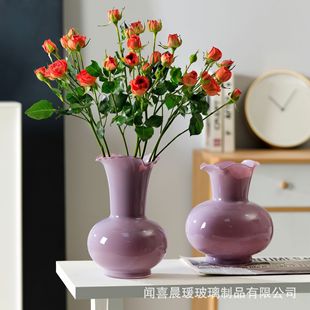 French Accessible Luxury Glass Vase, High-End Creative Water-Raised Flowers, Dried Flowers, Flower Arrangements, Living Room Decoration Ornaments