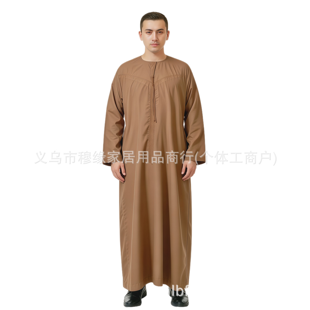 2026 New Cross-Border Bestseller Round-Neck Robe, Solid Color Breathable Fabric, Loose and Draped Men's Long Clothing Wholesale