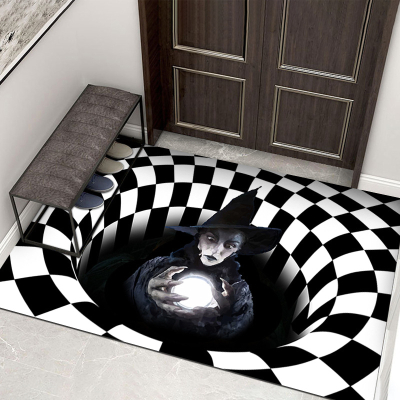 Fábrica transfronteriza alcantarilla cubierta de alcantarilla alfombra de payaso estera de la puerta de Halloween cráneo diseño fantasma cara estera del pie estera del baño