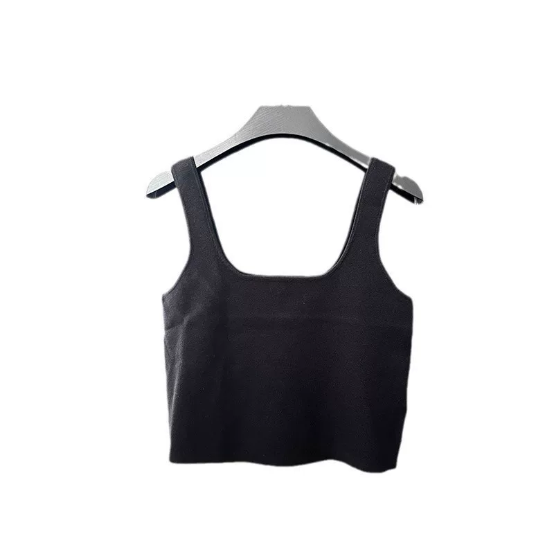 Бюстгальтер без рукавов? Wait: First item: "M Home 2025 Early Spring New Simple and Versatile Solid Color U-neck Sling Short Knitted Top 240349"