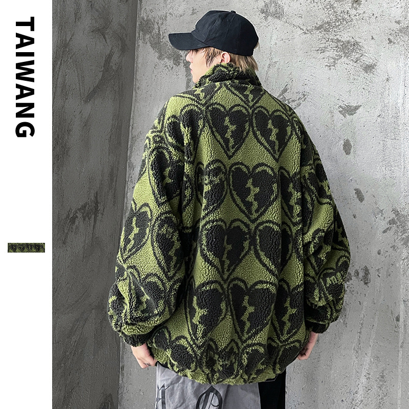 Men's Clothing Fashionable lamb wool jacket for men 2024 autumn and winter new jacket for men Heartbroken printed cotton coat for men_voghion.com
