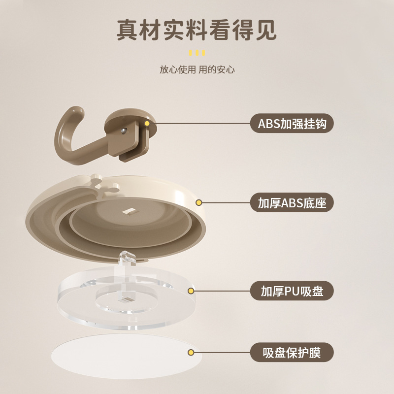 gancho de ventosa libre de perforación vacío fuerte portante de carga tipo pared cocina baño puerta de baño almacenamiento gancho adhesivo detrás