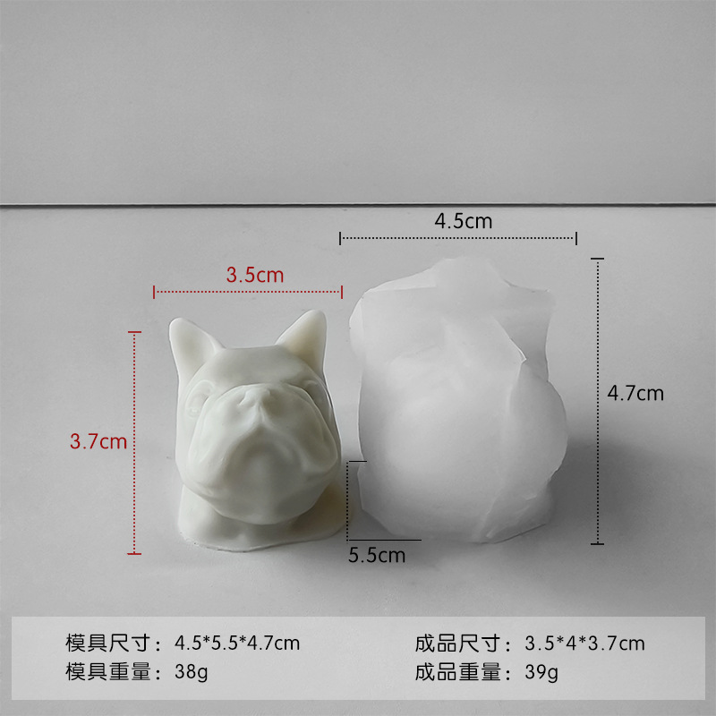 Jiahuimei cachorro cabeza aromaterapia vela método Bulldog yeso fragante piedra epoxi decoración molde de silicona