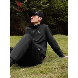 骆驼运动套装男情侣款保暖立领时尚百搭印花字母开衫长裤女两件套