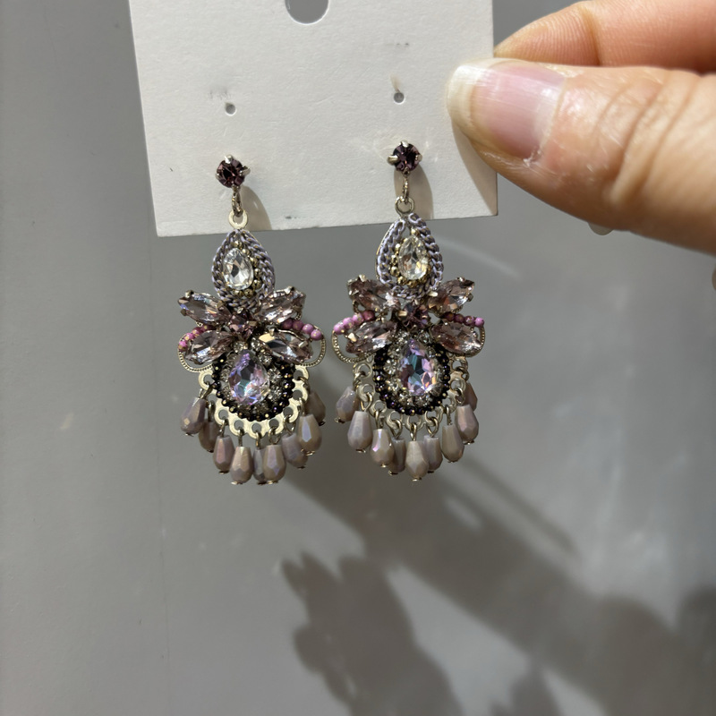 女性用ボヘミアンエスニックスタイルタッセルイヤリング、ハイエンドニッチホリデースタイルイヤリング、レトロファッション、多用途イヤリング|undefined