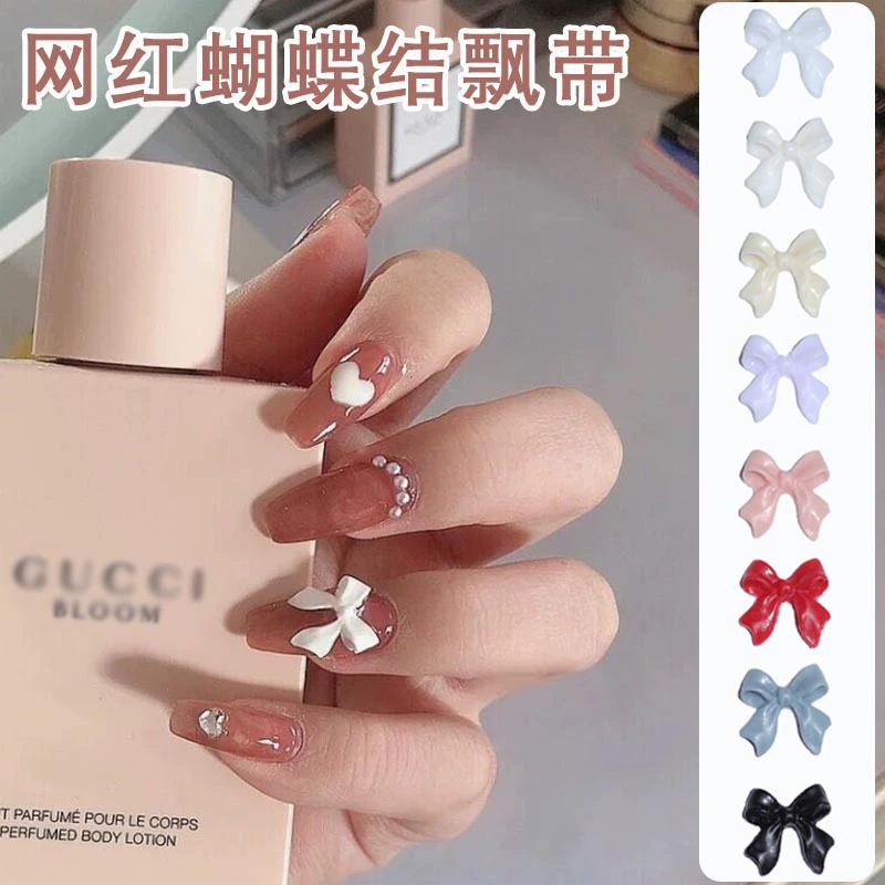 Лента светлая роскоши ветер бант маникюрные украшения стерео сплошной цвет ленты для украшения ногтей взрывные аксессуары оптом