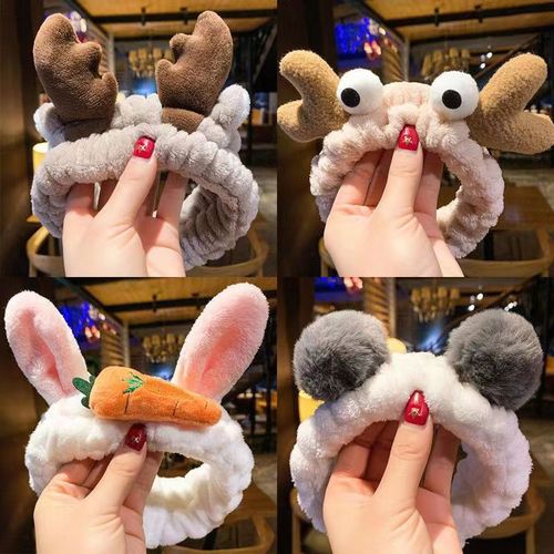 Korean version of Internet celebrity rabbit ears headband makeup face wash headband cute plush headband wide edge hairband hair accessories wholesale