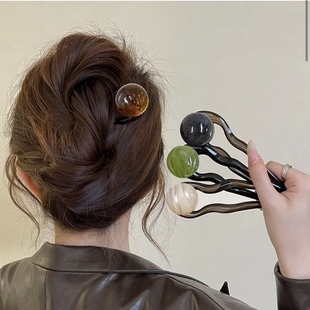 High-End Summer Ball Head, Simple and Elegant U-Shaped Hairpin, New Style Hairpin, Popular Style for Women