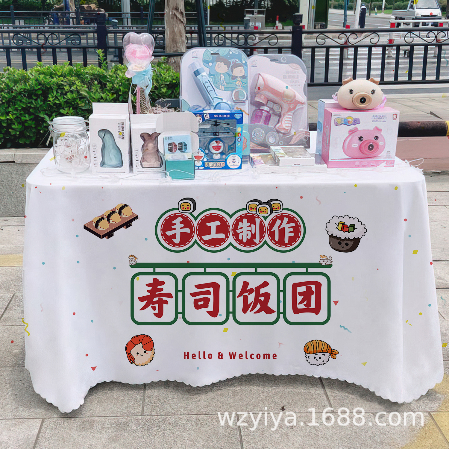 Sushi toal de mesa letrero mercado nocturno gourmet puesto toal de mesa carro publicidad toal de mesa publicidad toal