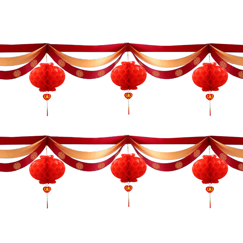 Suministros de boda al por mayor boda onda bandera linterna decoración al aire libre rural patio puerta onda guirnalda