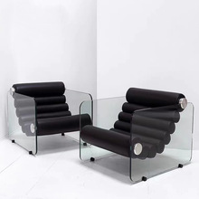 意式极简透明亚克力椅子设计师创意钢化玻璃异形网红躺椅靠背椅子