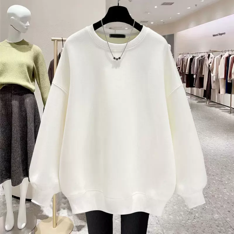 厂家直销原创时尚纯色女装纯棉加绒加厚冬季百搭卫衣春秋款ins