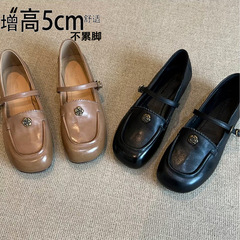牛皮版2025早春新款成都风山茶花真皮玛丽珍单鞋女粗跟圆头小皮鞋
