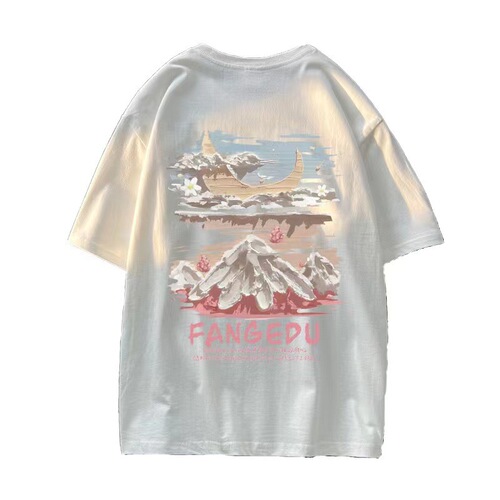 Men's Short Sleeve T-Shirt Summer American Style Casual Loose Student Heavyweight Trendy Brand Large Size Half Sleeve T-Shirt Versatile Clothing 