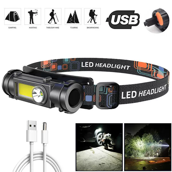New dual light source XPE headlight bicycle headlight dual-purpose magnet charging strong light fishing lamp outdoor lighting