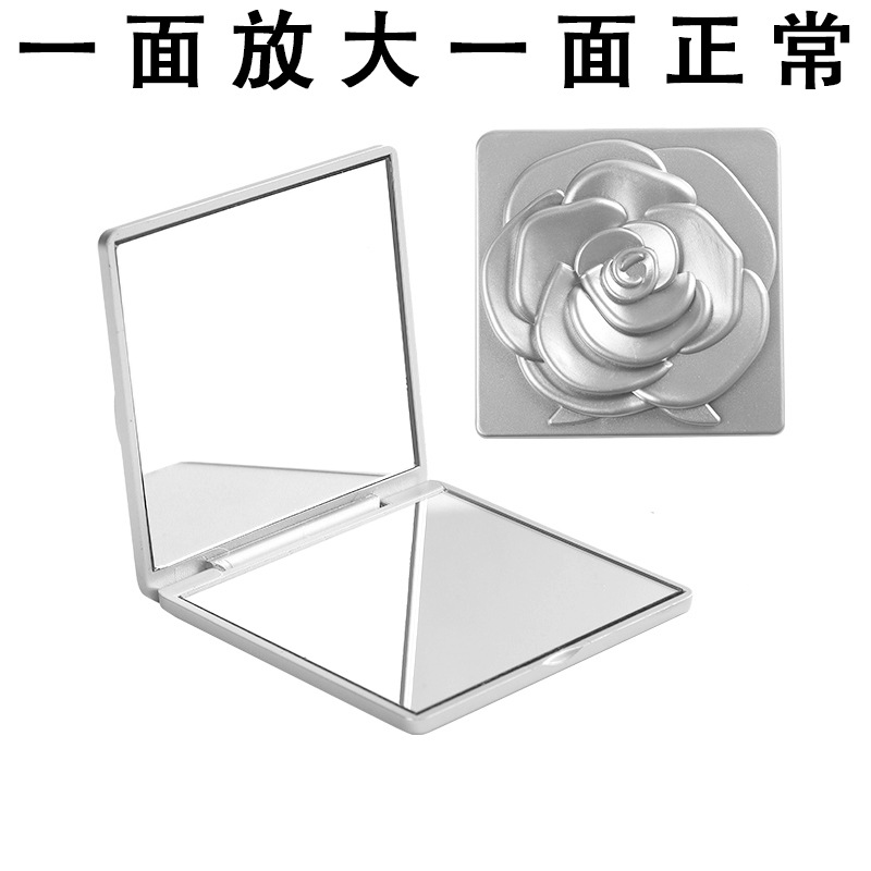 Espejo plegable portátil de doble cara con tapa, ideal para maquillaje y uso escolar o de viaje