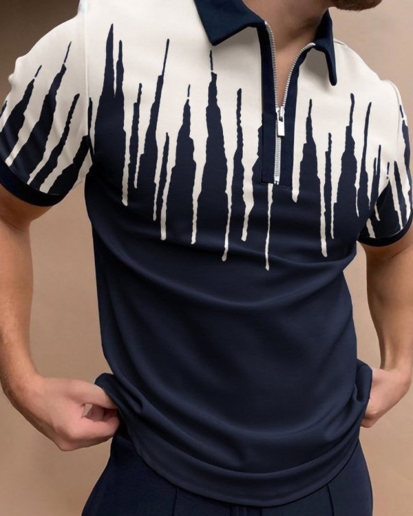 Camiseta Polo Casual de Manga Corta con Cuello Polo, Estilo Europeo y Americano, a Rayas Caqui, en Existencia, Popular en Europa y América