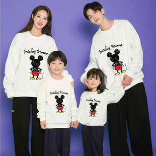 Parent-Child Sweatshirts for a Family of Three or Four, 2024 New Trendy Back Mickey Kindergarten Class Uniforms, Mother and Daughter Clothing
