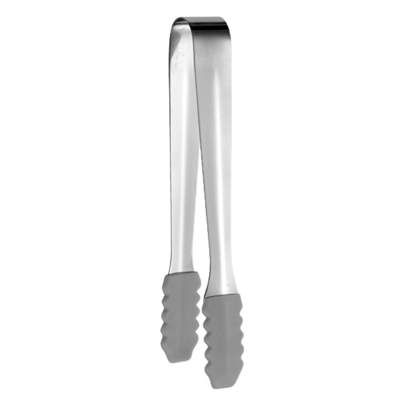 304 Stainless Steel Ice Clip with Toothed Ice Cube Small Clip Sugar Cube Clip Mini Silicone Clip Food Clip Non-Slip Ice Bucket Clip