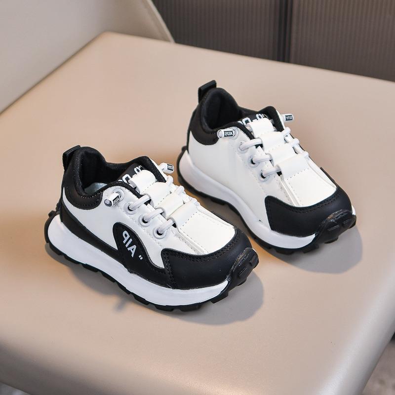 Baskets de course en cuir pour enfants, style printemps-automne, chaussures de sport décontractées pour petits garçons et filles_voghion.com