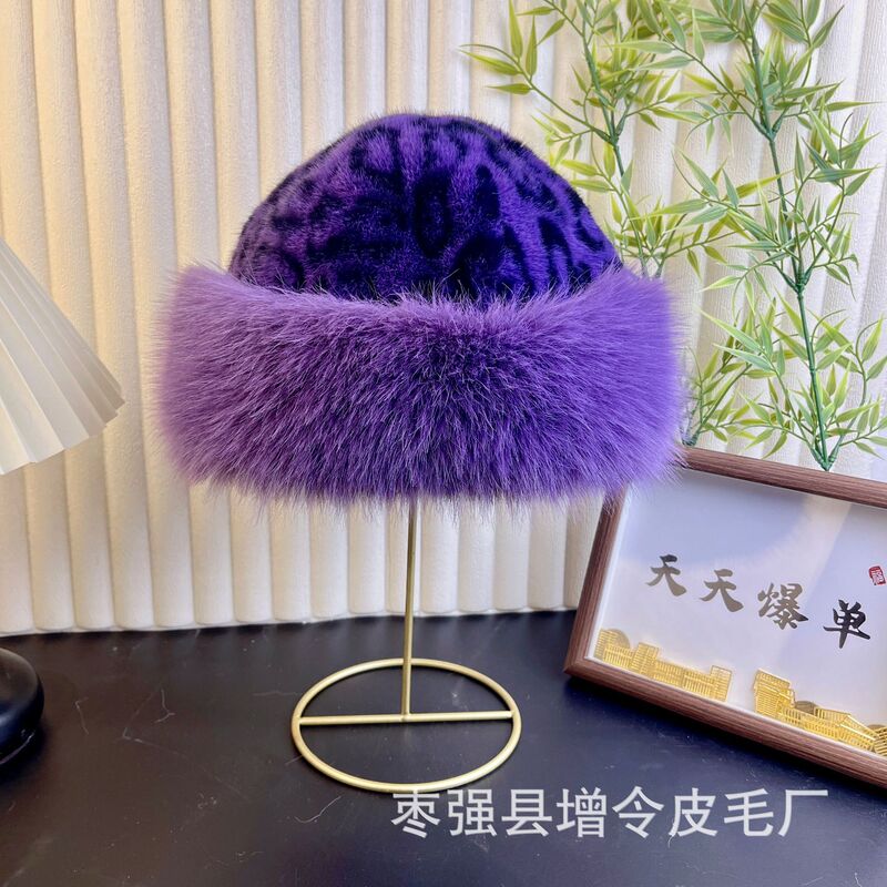 豹纹帽子厂家新款小熊耳朵豹纹帽时尚保暖防寒护耳帽冬季复古百搭|undefined