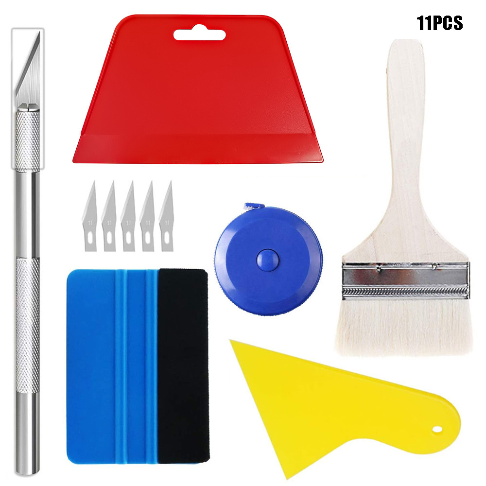 11件套汽车贴膜工具套件塑料刮板毛毡刮刀汽车包装工具套件