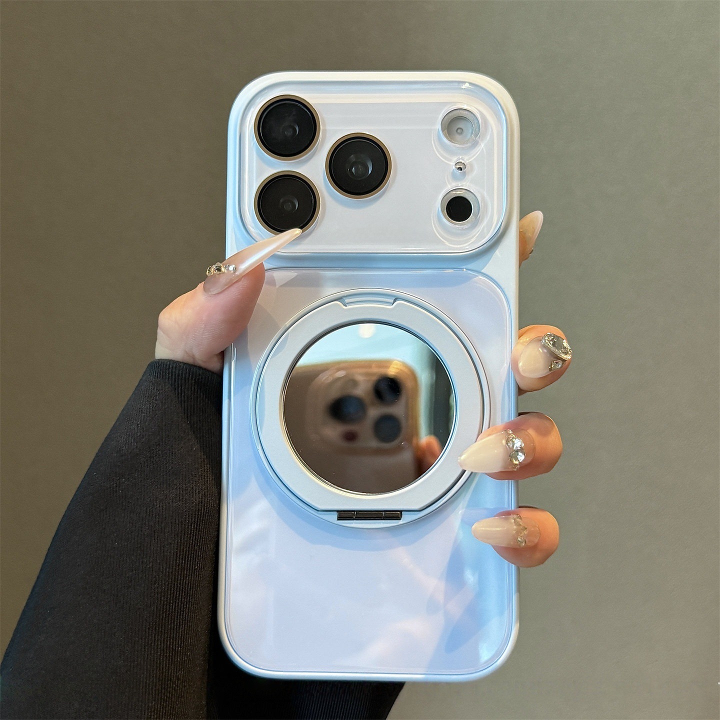 Funda Magnética de Vidrio para iPhone 17 Pro Max con Soporte Giratorio de Espejo, Antigolpes