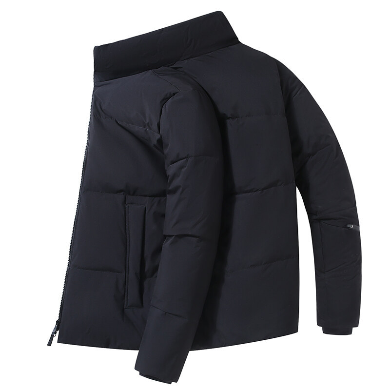 New Winter Short Hooded Couple Fashion Trend White Duck Down Down Coat Thickened Embossed Print_voghion.com