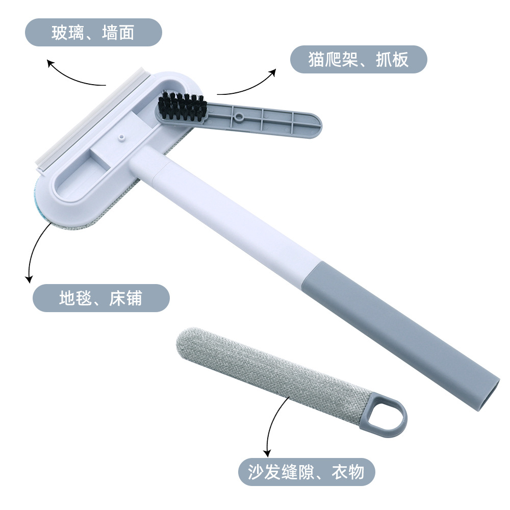 Dispositivo de depilación para mascotas multifuncional Cepillo de pelo para gatos electrostático de mango largo desmontable Cepillo de eliminación de pelo artefacto de limpieza de alfombras al por mayor