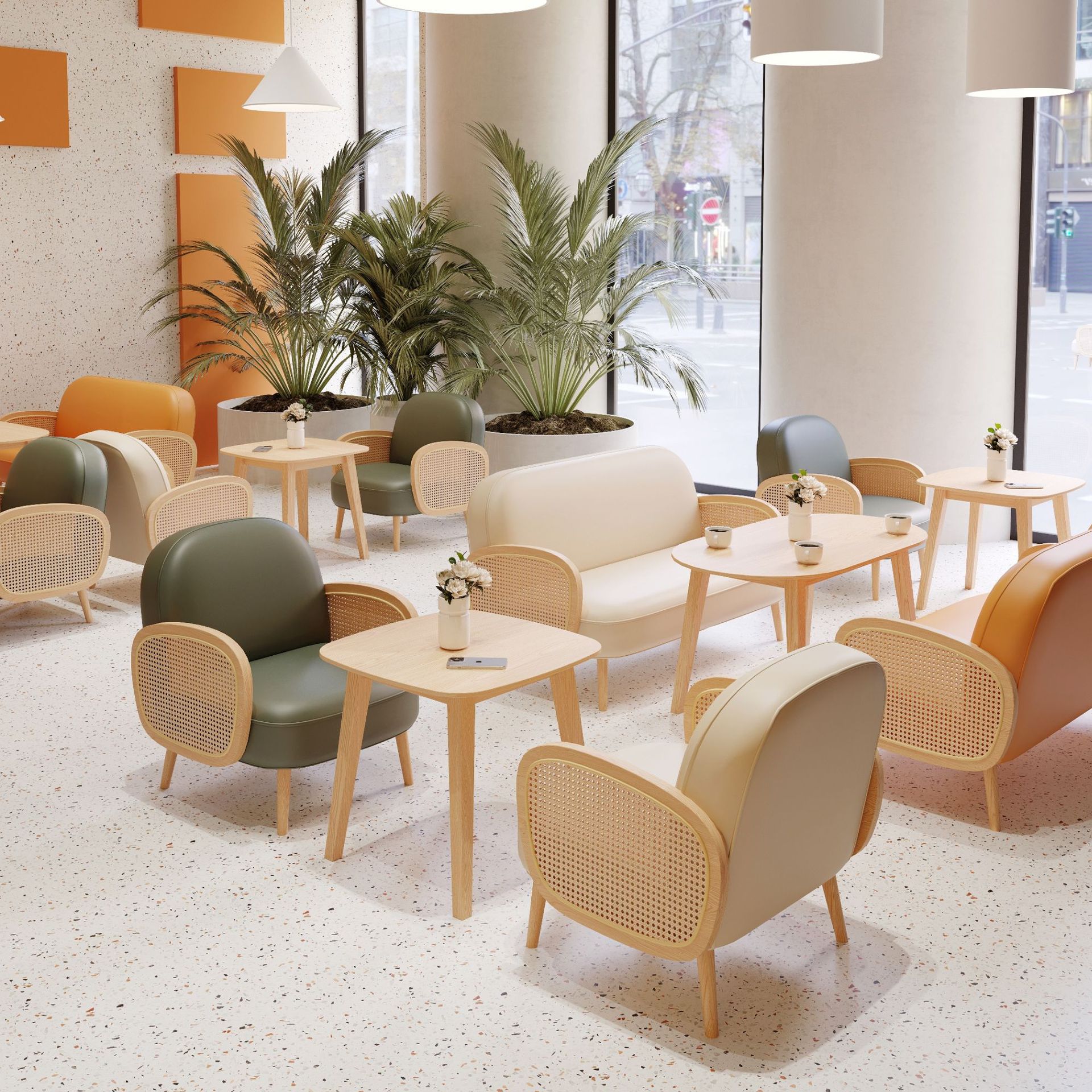 咖啡廳休閒沙發卡座接待洽談奶茶店蛋糕甜品店桌椅書吧休息區組合