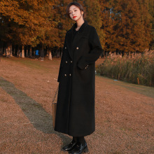 秋冬新款大码女装赫本风毛呢外套宽松显瘦长款加棉呢子大衣AA063