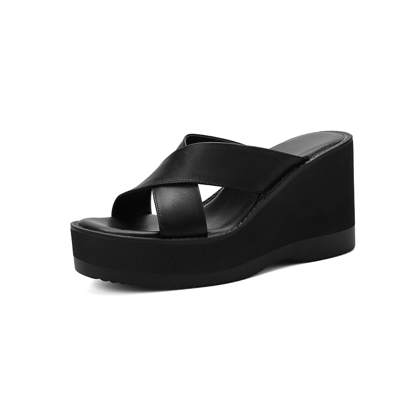 Sandal cao gót nữ hở mũi quai chéo đế xuồng gót 9.5 cm — màu đen, màu mơ