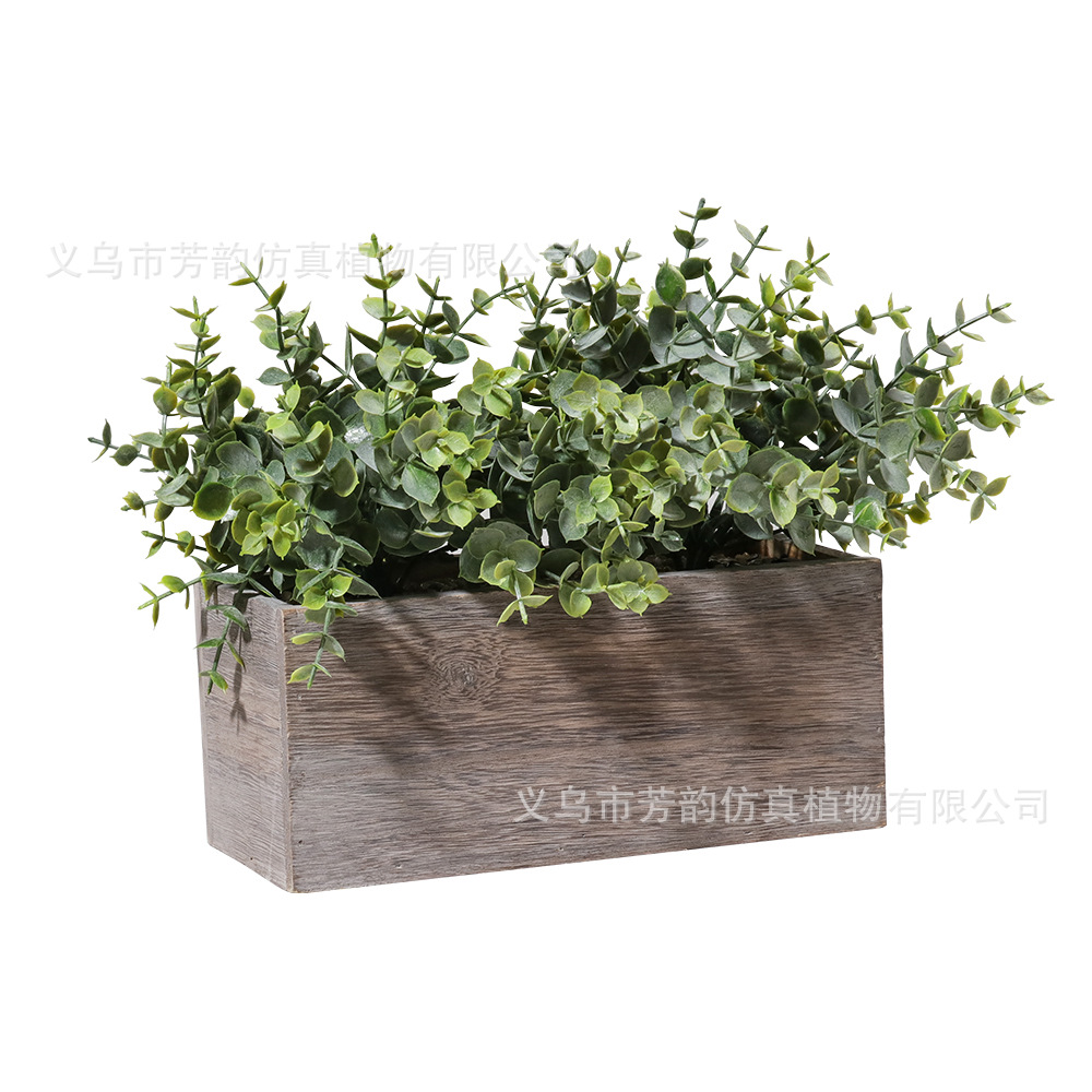 SPOT Cross - Border Retro wood Simulation Plant bonsái Indoor Decoration with powder eugali Tung pseudoflower pot image 6