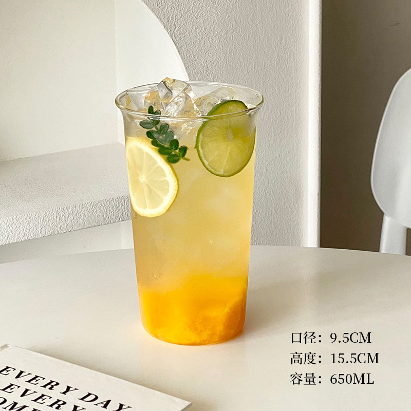 Tazas de té de frutas resistentes a altas temperaturas de gran capacidad de verano simple estilo americano café especial taza de té de leche de limón