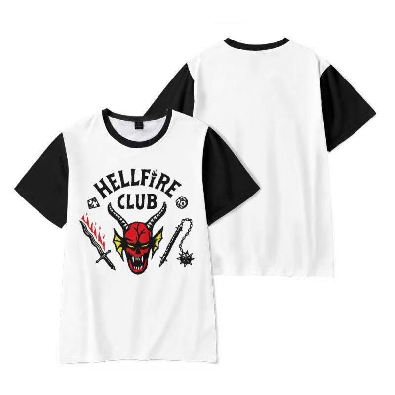 2026 New Men's 3D Printed Hellfire Club Short-Sleeved T-Shirt Trendy Brand Loose Breathable Round Neck Summer Men's