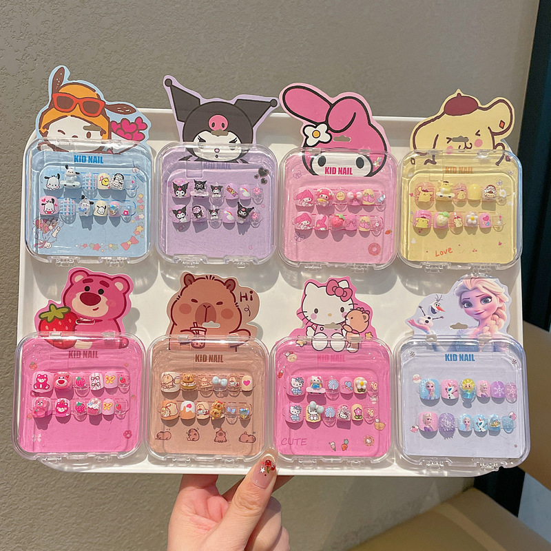 Cartoon Nail Stickers for Children, Sanrio Series Nail Stickers, Boxed, Child-Safe, Wholesale for Mothers and Babies