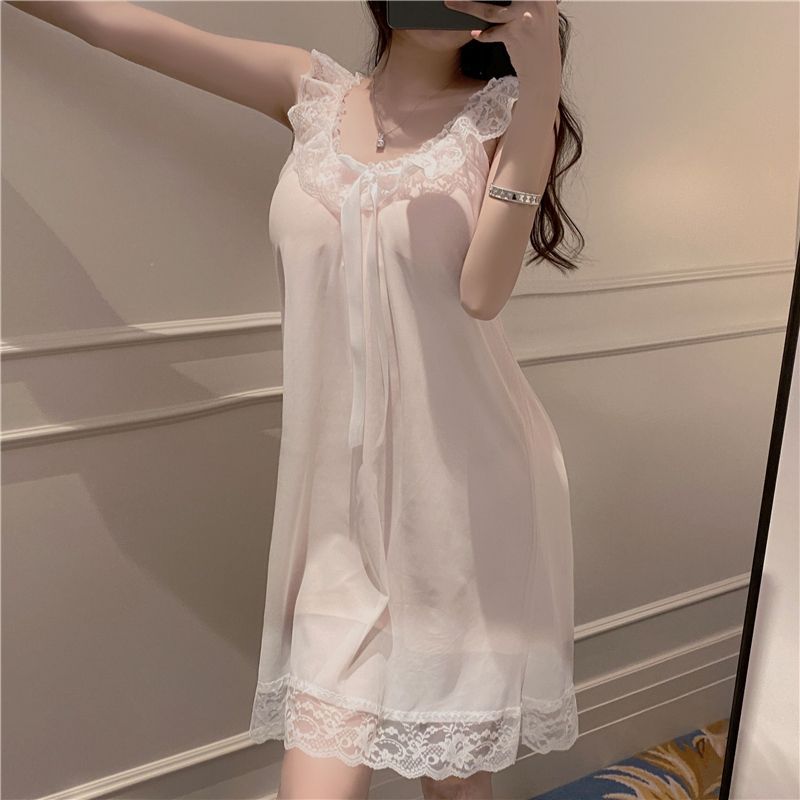 2025 pijama de verano chica polvo blanco sexy pijama cabina delgada estudiante con cojín de pecho desmontable ropa para el hogar