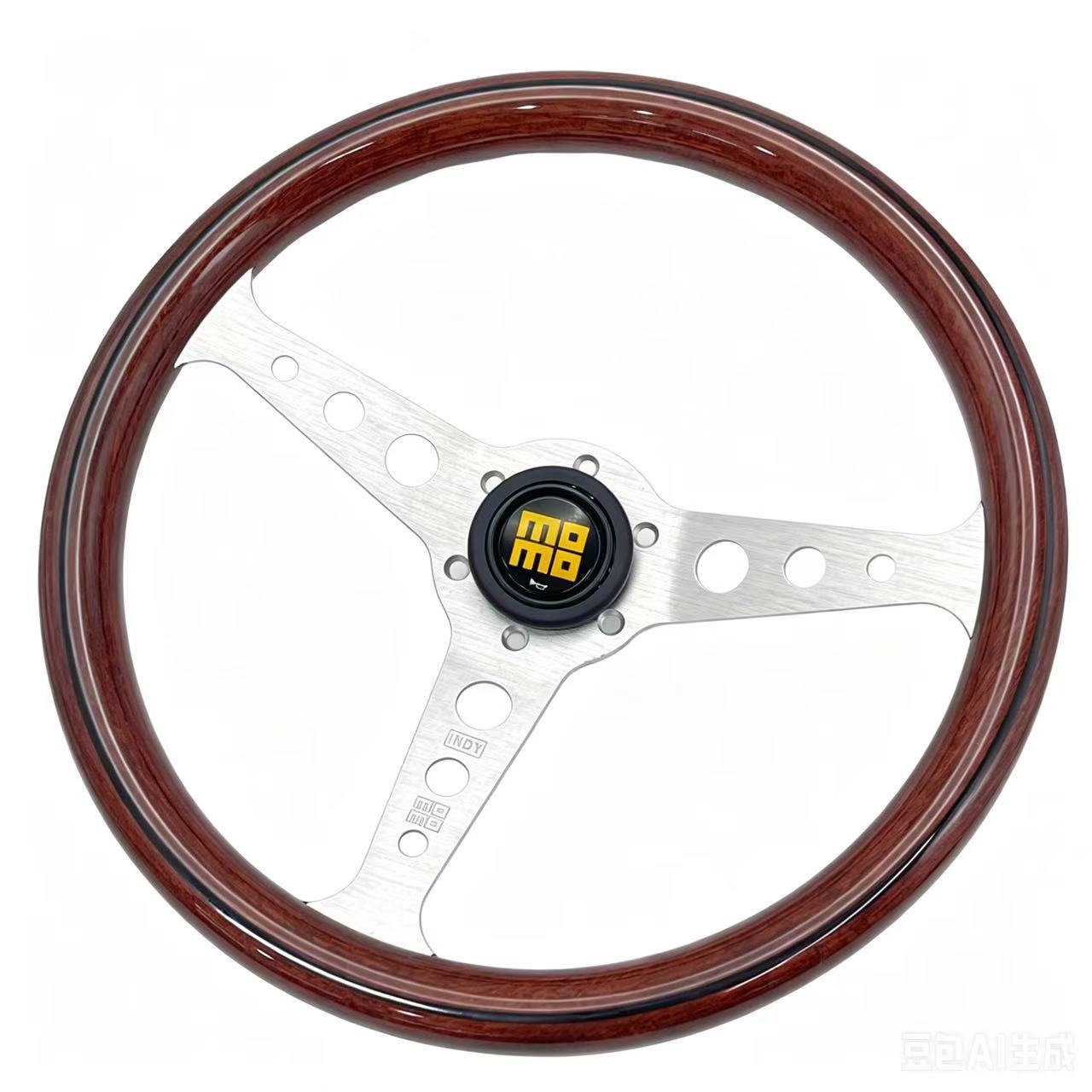 Momo Classic Retro Peach Wood Steering Wheel Modified for Competitive Racing, Universal 14inch Steering Wheel