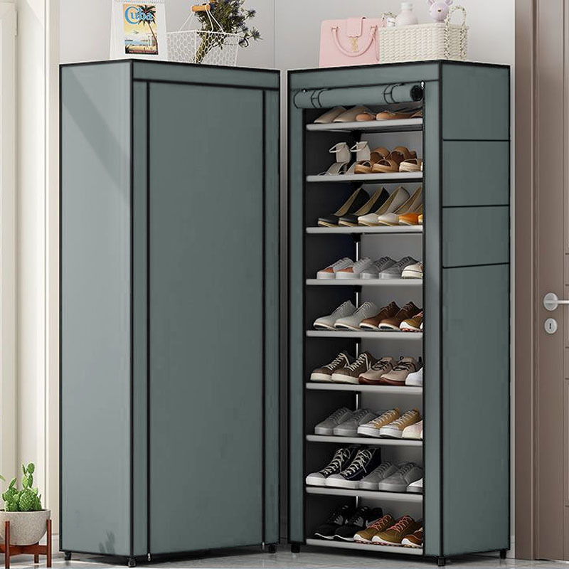 Zapatero simple zapatero de almacenamiento a prueba de polvo multicapa de diez pisos 12mm engrosado dormitorio económico zapatero para el hogar con bolsillos laterales