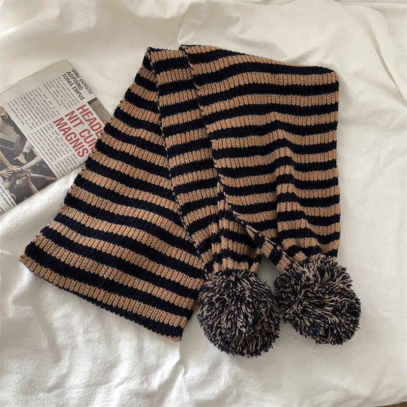 Unisex Vintage Style Stripe Knit Scarf display picture 1