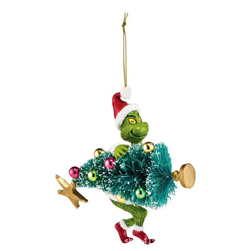 2023 nuevos productos monstruos de pelo verde decoración de Navidad colgante de dibujos animados colgante de árbol de Navidad decoración interior de automóviles de Navidad image 15