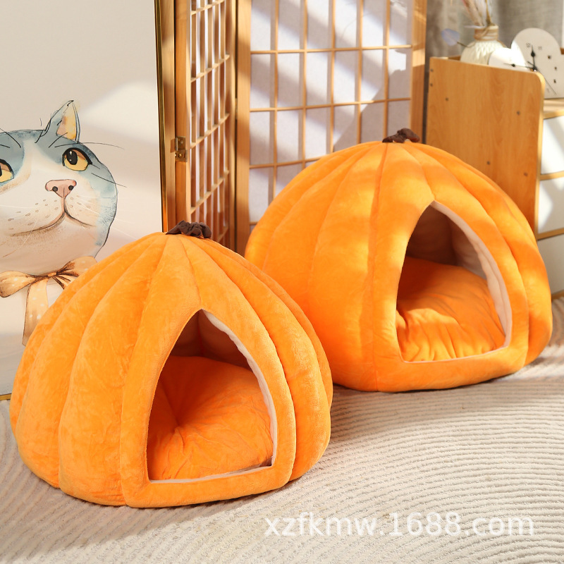 南瓜窝猫窝冬季保暖封闭式全包围冬天猫床垫子不可拆洗宠物用品|undefined